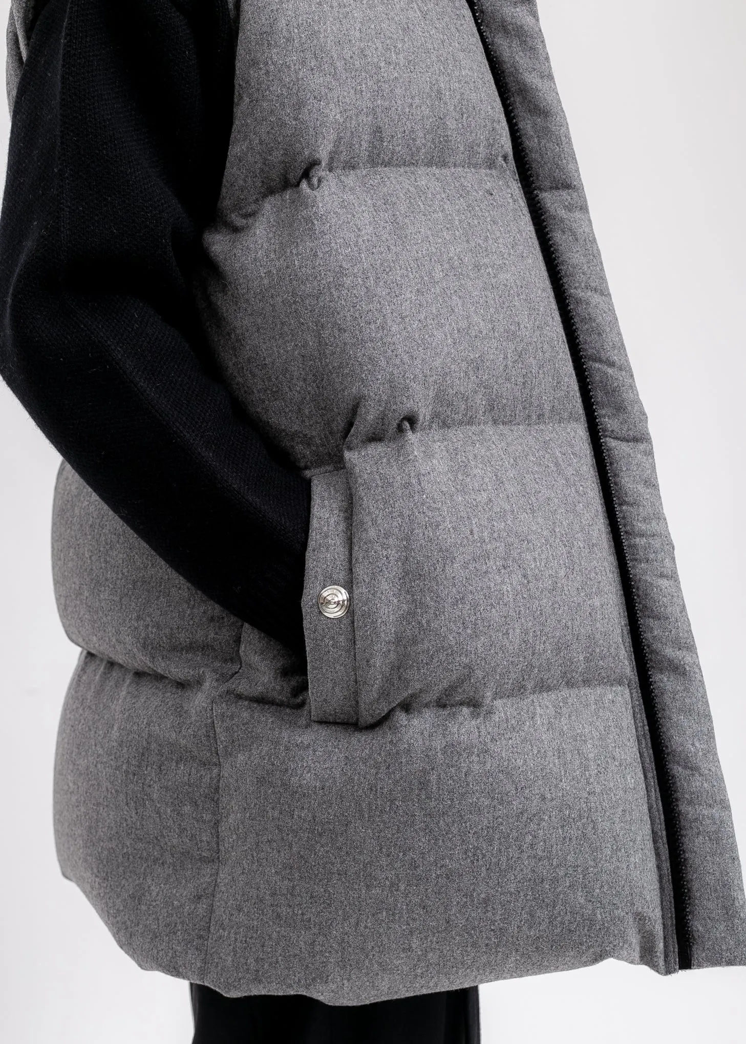 Melange Grey Oversized Flannel Down Vest
