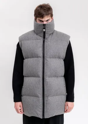 Melange Grey Oversized Flannel Down Vest
