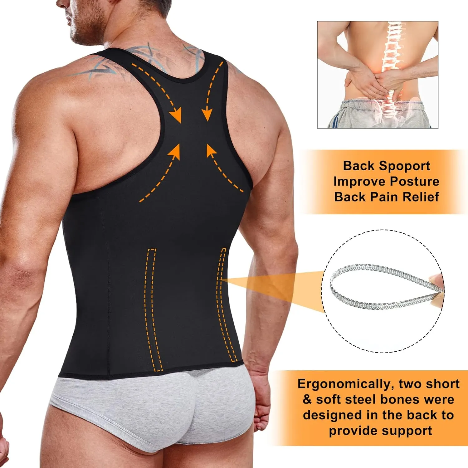 Men Compression Shirt for Body Slimming Tank Top Shaper Tight Undershirt Tummy Control Girdle