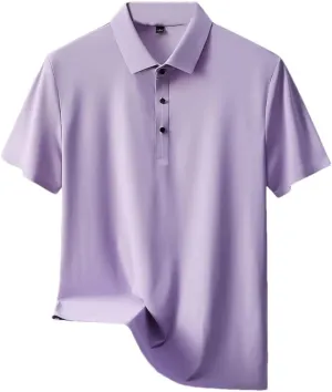 Men Slim Fit Casual Polo Shirts Quick Dry Short Sleeve Top Elasticity Cool Ice Silk Polo Shirt