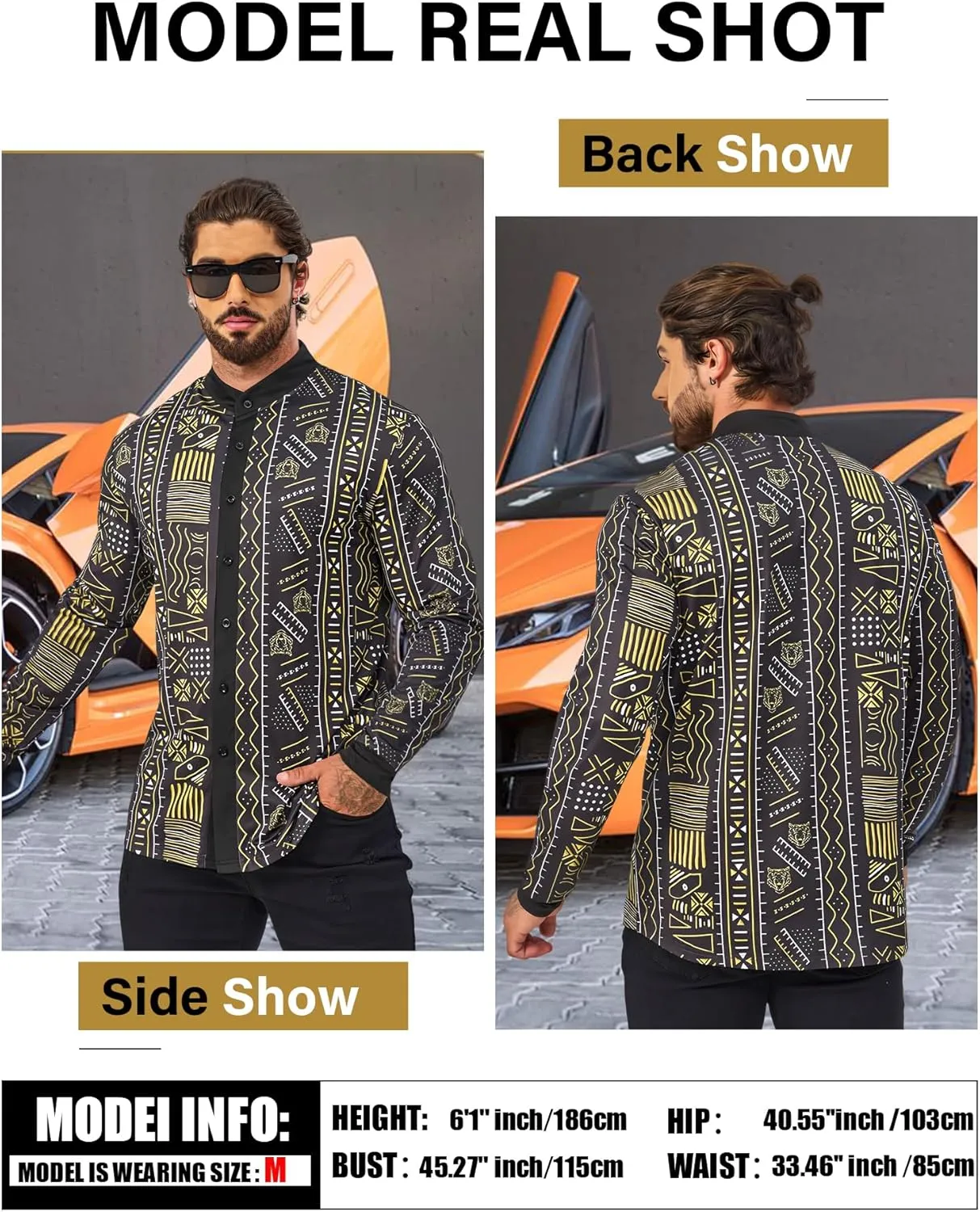 Men's African Traditional Pattern Print Shirt Casual Long Sleeve Button Down Shirts Luxury Printed Dashiki for Men