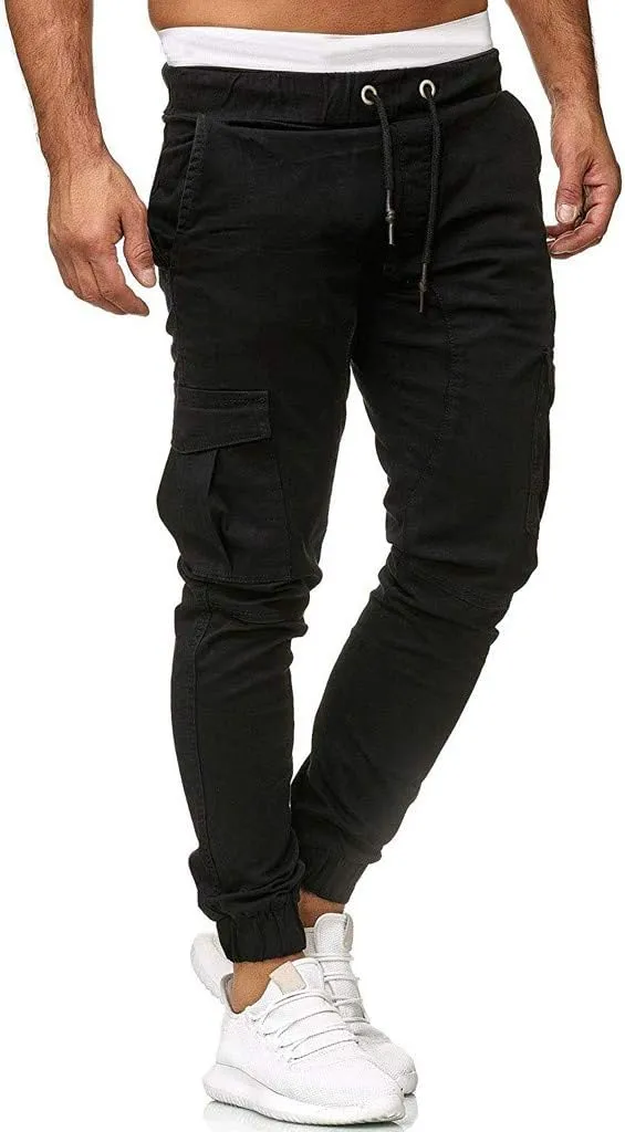 Men's Cotton Casual Cargo Work Pants Cotton Cargo Pants Gym Sweatpants Hiking Tactical Pants with Multi Pockets