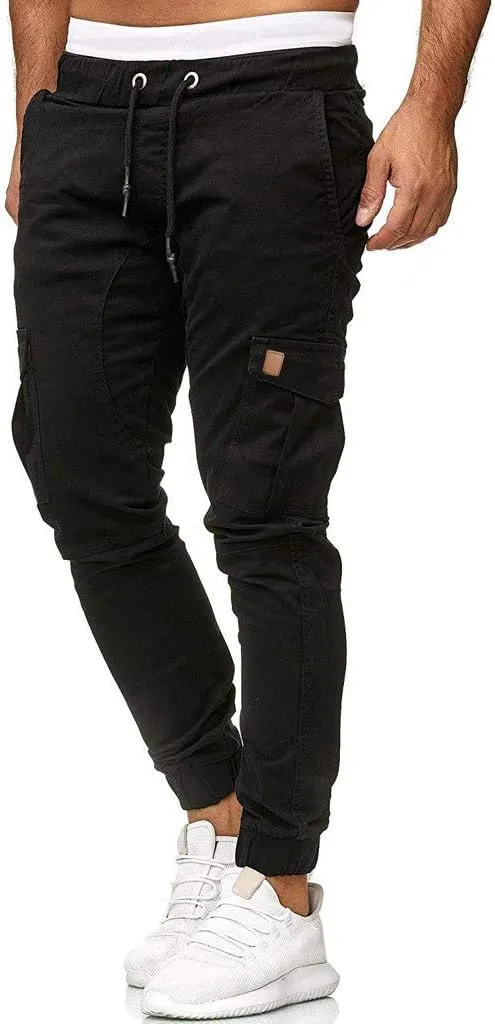 Men's Cotton Casual Cargo Work Pants Cotton Cargo Pants Gym Sweatpants Hiking Tactical Pants with Multi Pockets