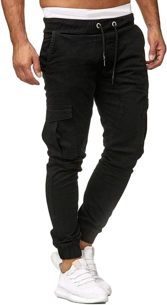Men's Cotton Casual Cargo Work Pants Cotton Cargo Pants Gym Sweatpants Hiking Tactical Pants with Multi Pockets