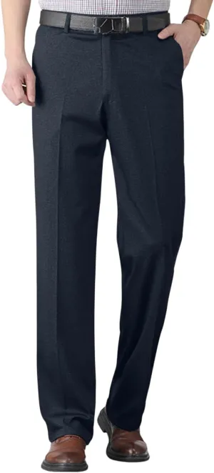 Mens Dress Pants Flat Front Business Casual Golf Pants Vintage Lightweight Office Dressy Pants with Pockets