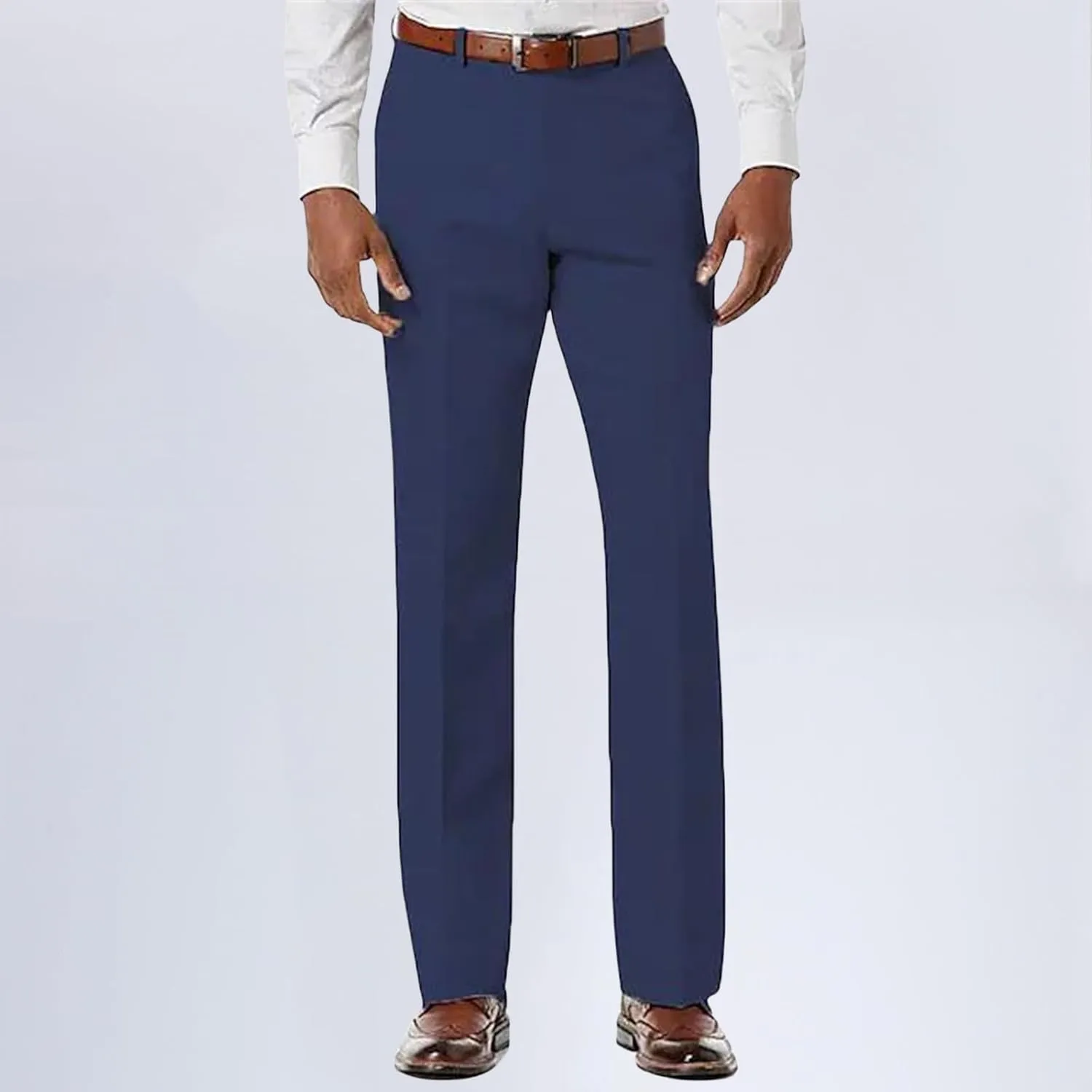 Mens Front Flat Casual Dress Pants Slim Fit Suit Pants Comfy Classic Stretch Chino Pants Business Work Trousers for Men