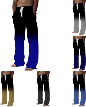 Mens Linen Pants Summer Casual Beach Yoga Pants Elastic Wasist Drawstring Lightweight Loose Trousers with Pockets