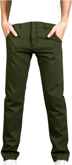 Mens Slim Fit Chino Pants, Casual Work Dress Pants, Basic Stretch Slacks Straight Fit Elastic Jeans Lounge Trousers