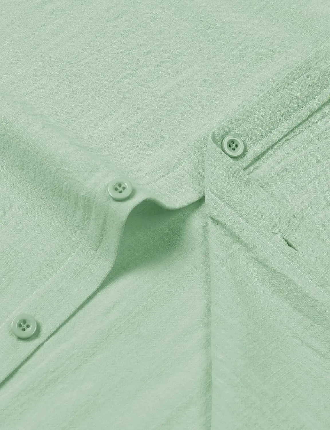 Mens Summer Cotton Linen Short Sleeve Button Down Shirt Casual Lightweight Tops with Pockets for Beach Vacation