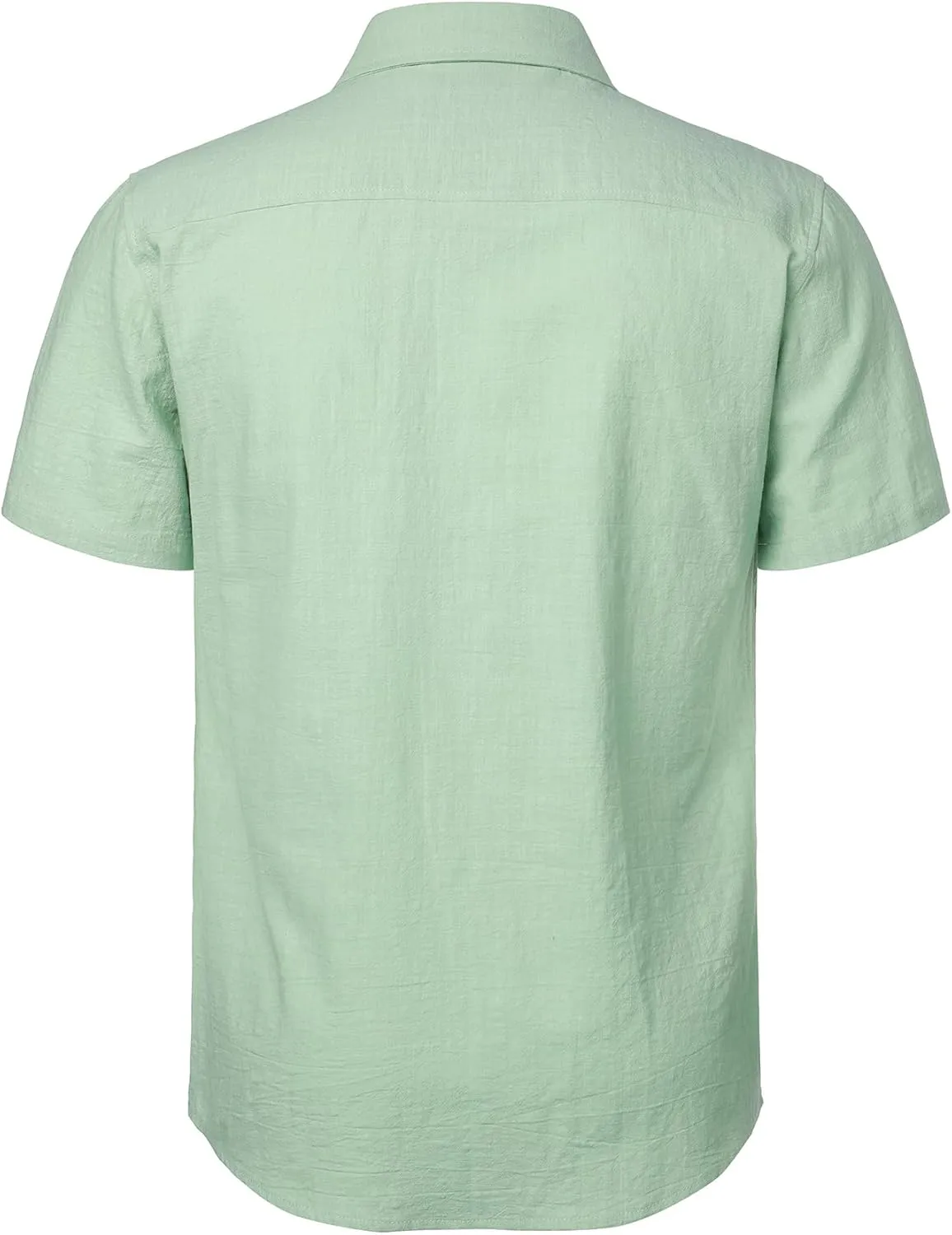 Mens Summer Cotton Linen Short Sleeve Button Down Shirt Casual Lightweight Tops with Pockets for Beach Vacation
