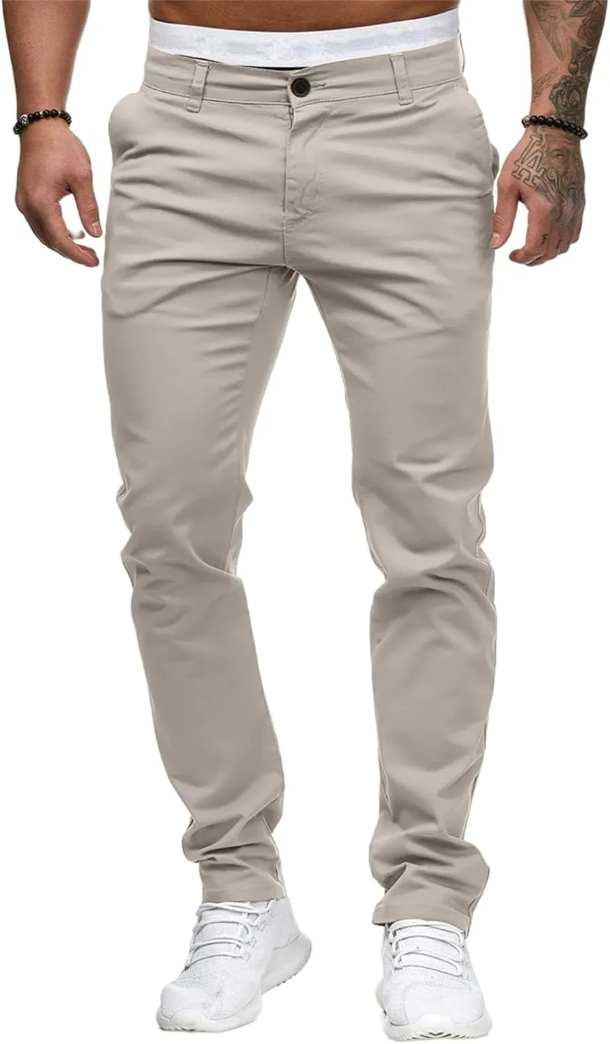 Mens Sweatpants Chinos Pants Men Slim Fit Stretch Casual Lightweight Pants Mid Waist Trousers Classic Slacks Elastic