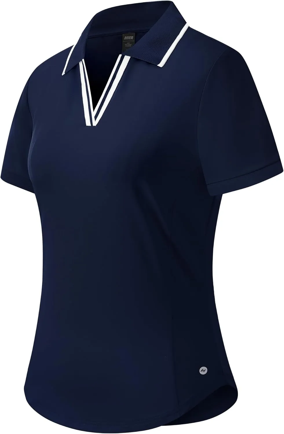 MIER V-Neck Polo Shirts for Women Short Sleeve UPF 50  Sun Protection Golf Tennis Active Stretch Collared Shirt Tops, Dry Fit