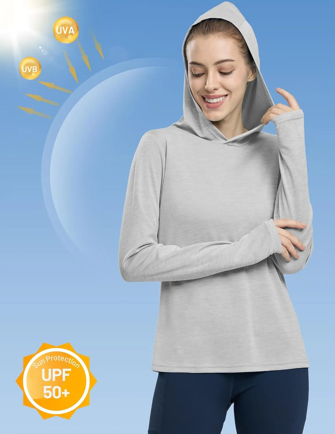 MIER Women's Long Sleeve Workout Shirts Sun Protection Hoodie UPF 50  UV Shirt for Fishing Hiking Running, Lightweight