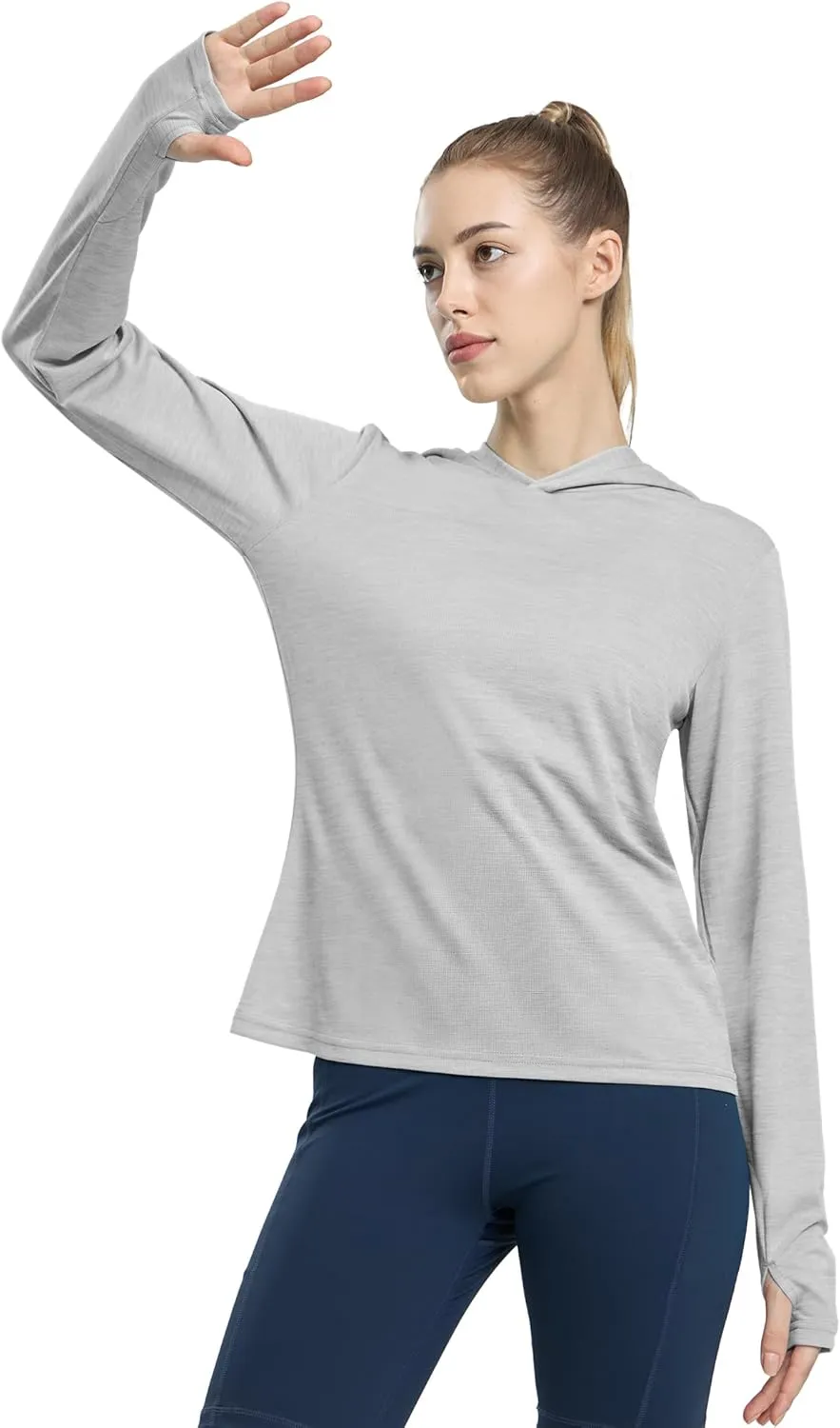 MIER Women's Long Sleeve Workout Shirts Sun Protection Hoodie UPF 50  UV Shirt for Fishing Hiking Running, Lightweight