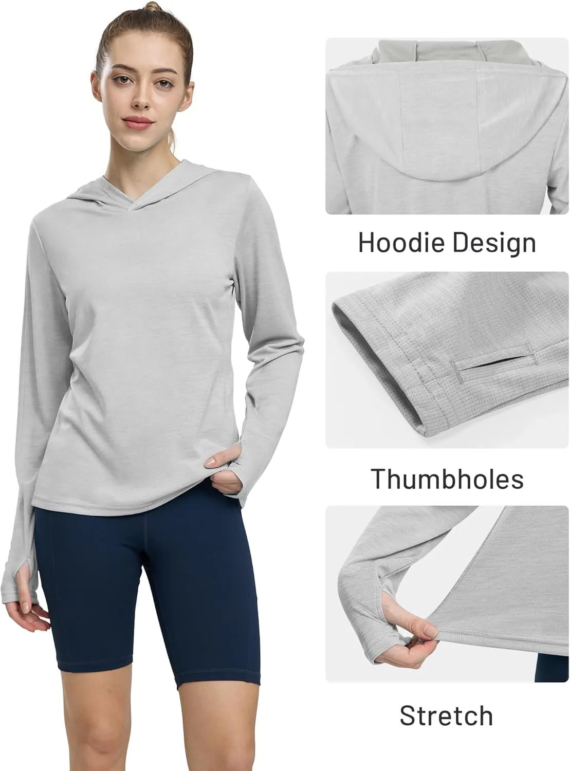 MIER Women's Long Sleeve Workout Shirts Sun Protection Hoodie UPF 50  UV Shirt for Fishing Hiking Running, Lightweight