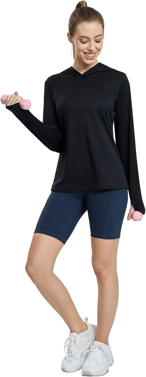 MIER Women's Long Sleeve Workout Shirts Sun Protection Hoodie UPF 50  UV Shirt for Fishing Hiking Running, Lightweight