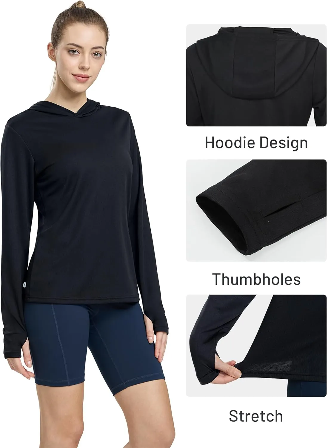 MIER Women's Long Sleeve Workout Shirts Sun Protection Hoodie UPF 50  UV Shirt for Fishing Hiking Running, Lightweight