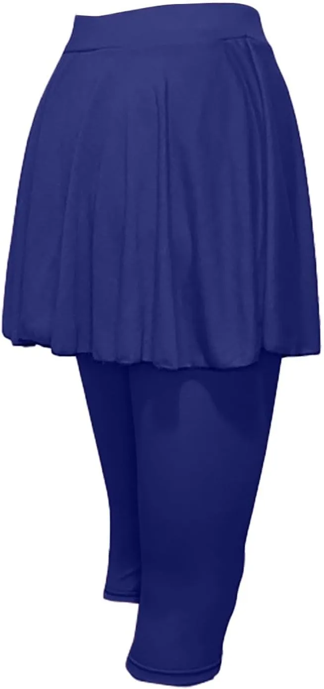 Miyaomn Women's Tennis Skirted Leggings Golf Sports Capris with Attach Skirt Pleated Athletic Yoga Skorts Pickleball Clothing