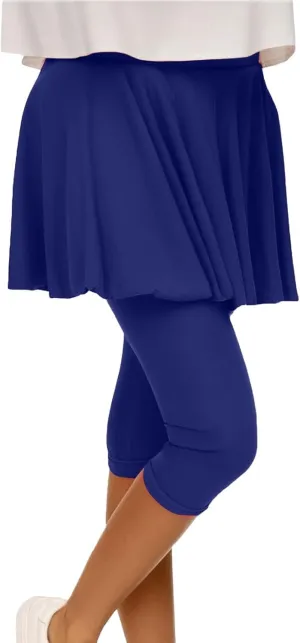 Miyaomn Women's Tennis Skirted Leggings Golf Sports Capris with Attach Skirt Pleated Athletic Yoga Skorts Pickleball Clothing