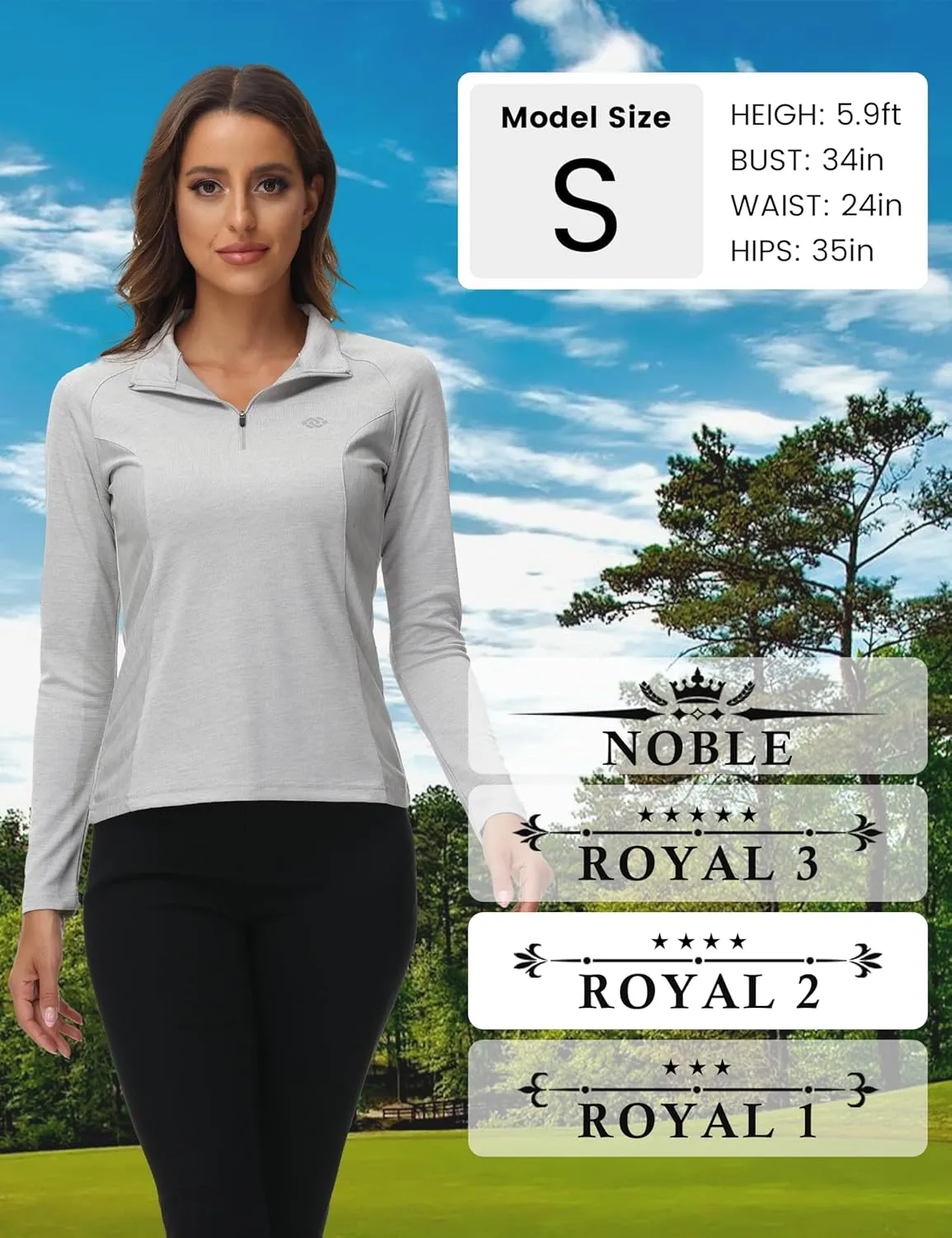MoFiz Women's Long Sleeve Golf Polo Shirt 1/4 Zip UPF 50  Sun Protection Quick Dry Workout Hiking Athletic Shirts