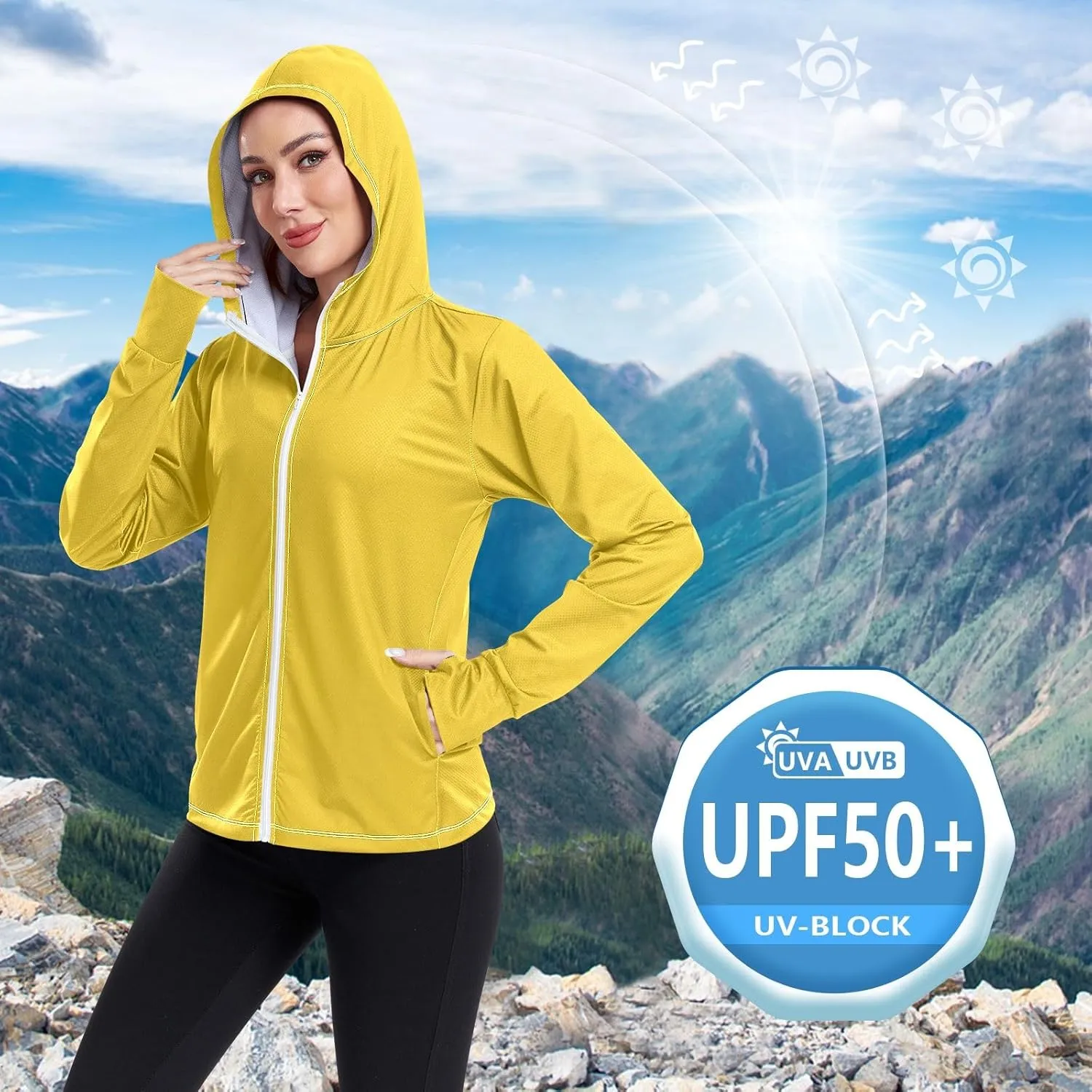 ODAWA Peach Womens Sun Protection Shirts UPF 50  Sun Protection Hoodie Jacket UV Cooling Hoodie Summer Clothing