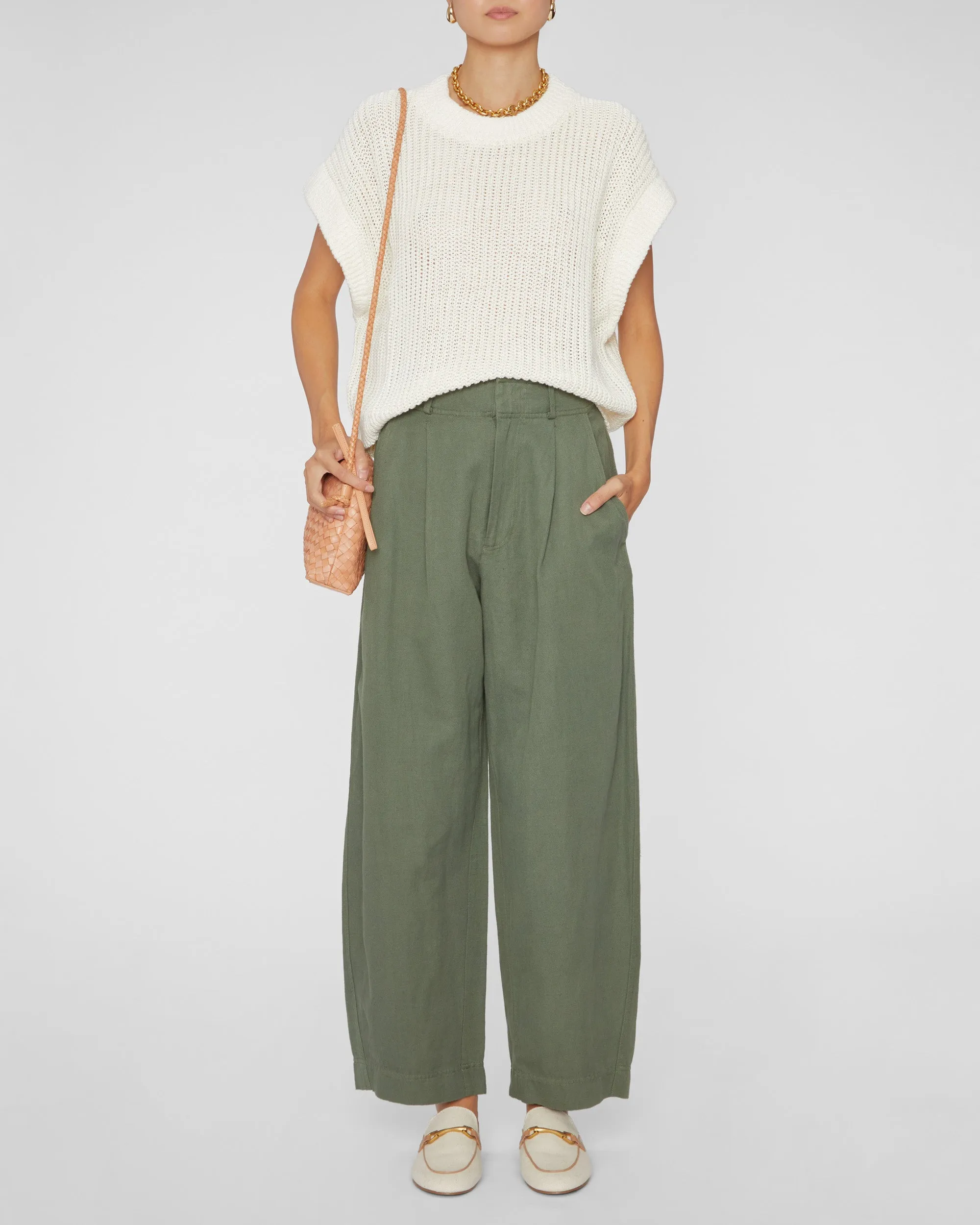 Oliva Linen Vest in Cream