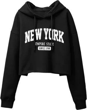 ORANDESIGNE Woman Letter Graphic Print Cropped Hoodie Long Sleeve Crop Fleece Casual Workout Loose Pullover Sweatshirt Tops