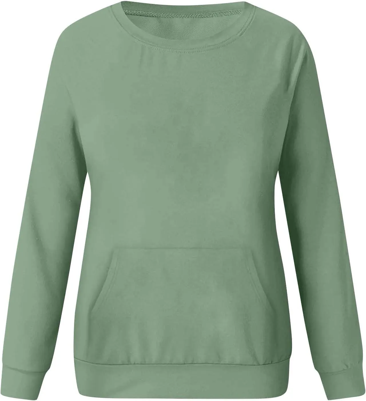 Oversized Sweatshirt for Women Fleece Crewneck Sweatshirts with Pocekt No Hood Casual Comfy Long Sleeve Pullover Tops