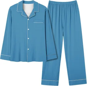 Pajamas For Women Fall Plus Size Long Sleeve Solid Color Pjs Set Button Down Pants And Top Loungewear Sets Sleepwear