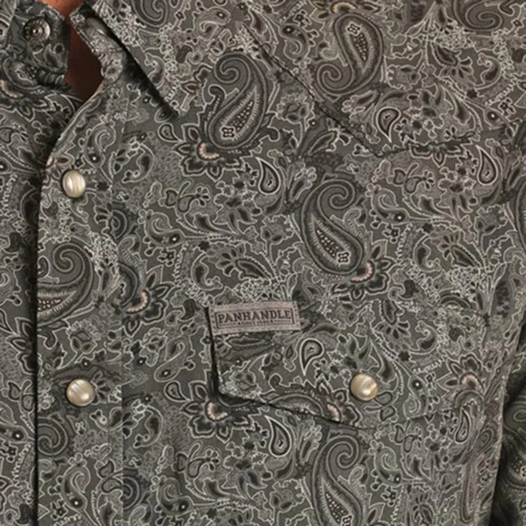 Panhandle Men's Black Paisley Long Sleeve Western Snap Shirt TMN2S03507