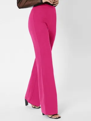 Pants for Women - Zipper Back Solid Palazzo Pants (Color : Hot Pink, Size : Tall M)