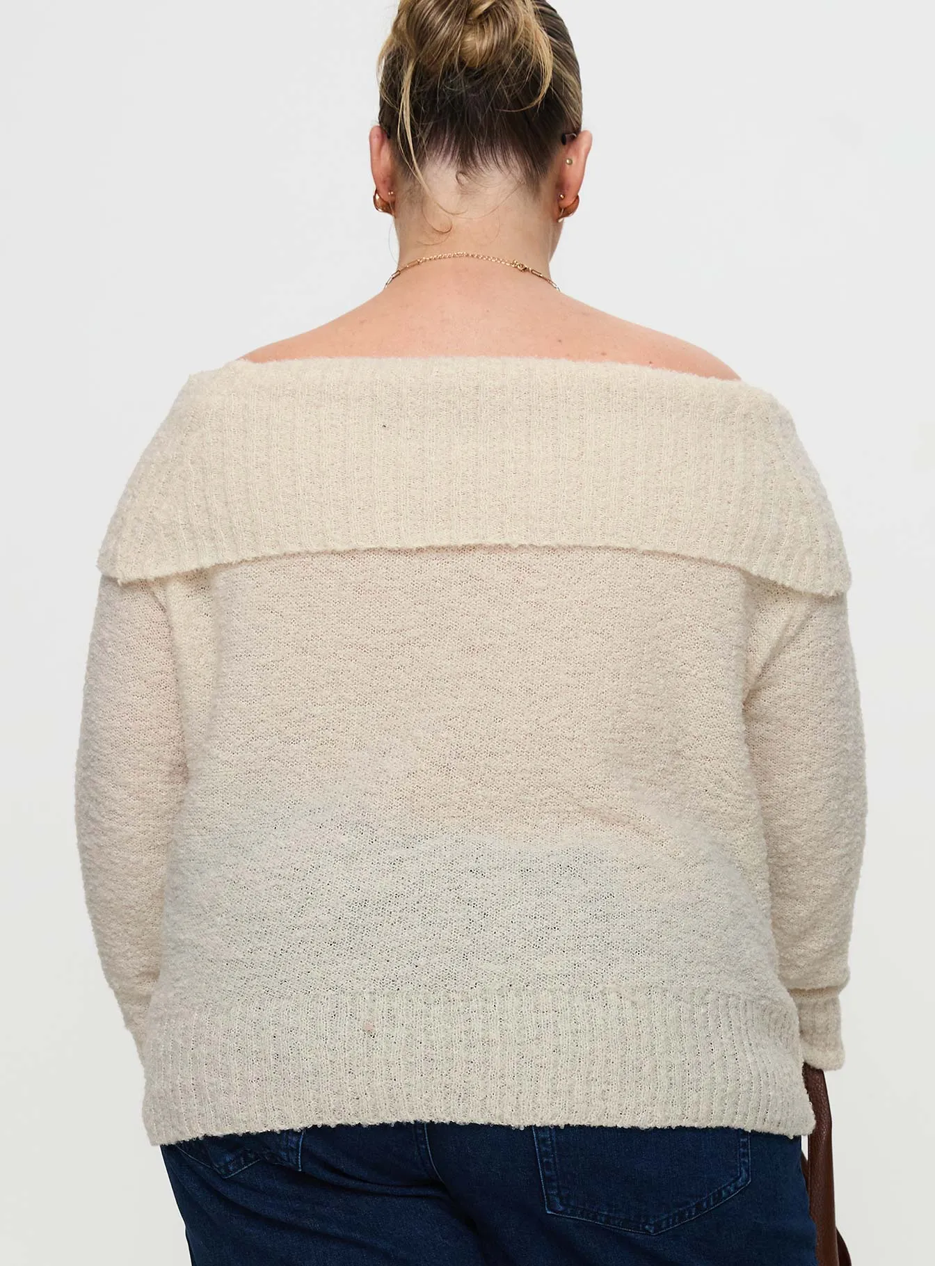 Parkley Boucle Off The Shoulder Cream Curve