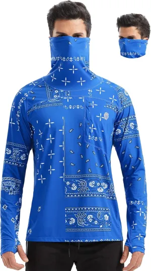 PIQIDIG Men's Sun Protection Hoodie Shirts UPF 50  Long Sleeve Rash Guard Performance Athletic Running Hiking T-Shirt