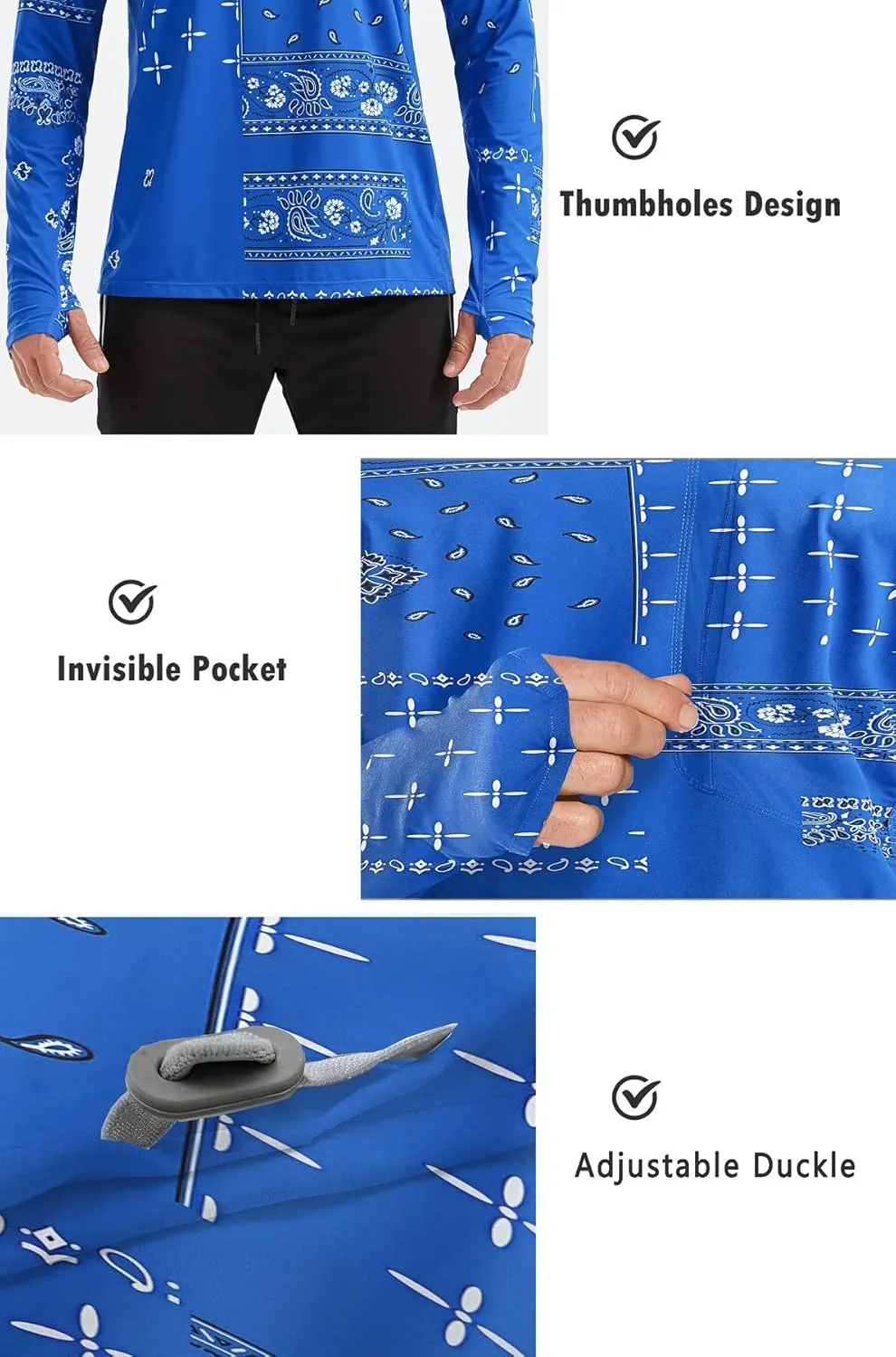 PIQIDIG Men's Sun Protection Hoodie Shirts UPF 50  Long Sleeve Rash Guard Performance Athletic Running Hiking T-Shirt