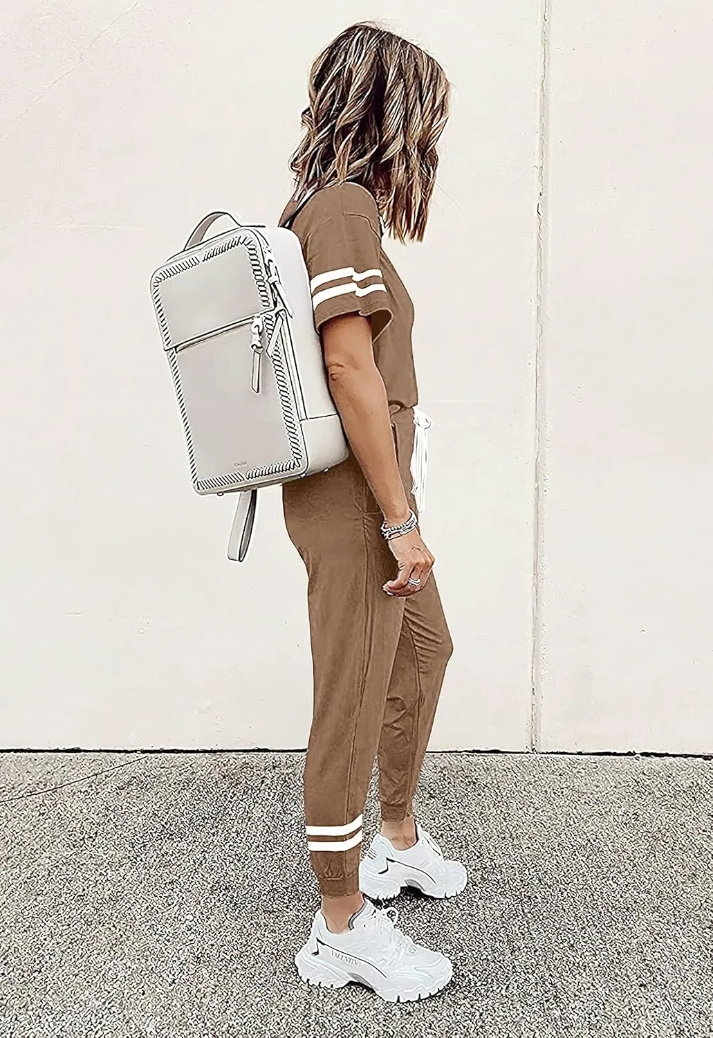 PRETTYGARDEN Women Summer Two Piece Outfits Striped Short Sleeve Pullover and Long Pants Tracksuit Travel Pajama Lounge Set
