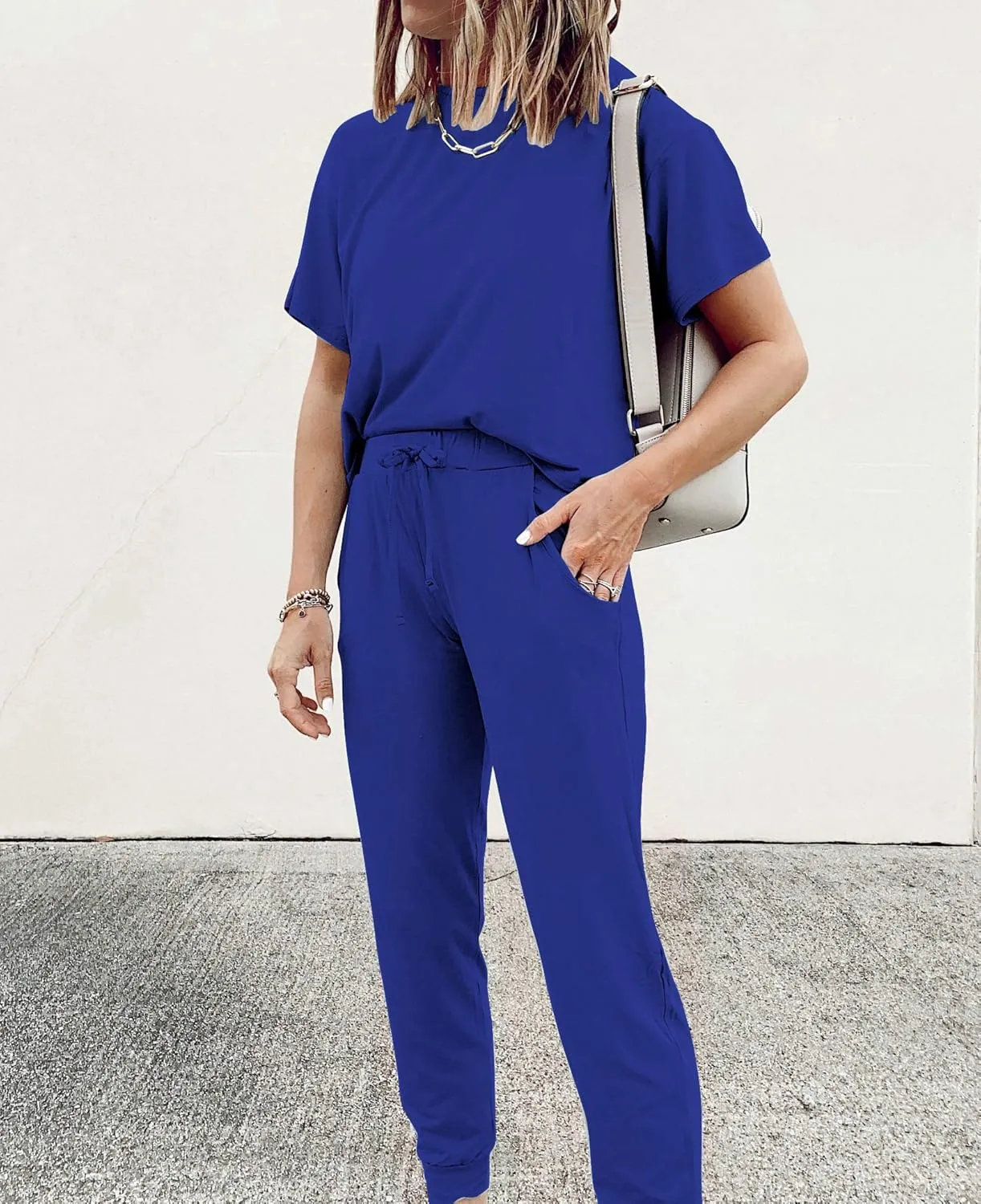 PRETTYGARDEN Women's Two Piece Lounge Sets 2025 Spring Summer Jogger Pants Vacation Outfits Travel Airplane Matching Clothes