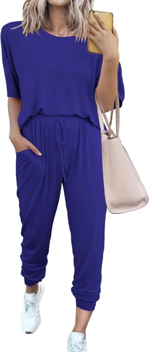PRETTYGARDEN Women's Two Piece Lounge Sets 2025 Spring Summer Jogger Pants Vacation Outfits Travel Airplane Matching Clothes