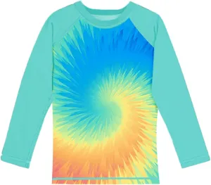 Remimi Unisex Kids Rash Guard Long Sleeve SPF 50  Tie Dye Sun Shirt 3-12 Years