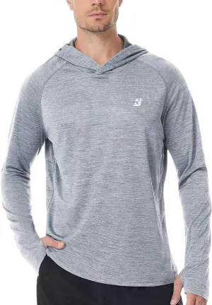 Roadbox UPF 50  Fishing Shirts for Men, Long Sleeve SPF UV Sun Protection Hoodie with Thumb Holes Swim Running Rash Guard