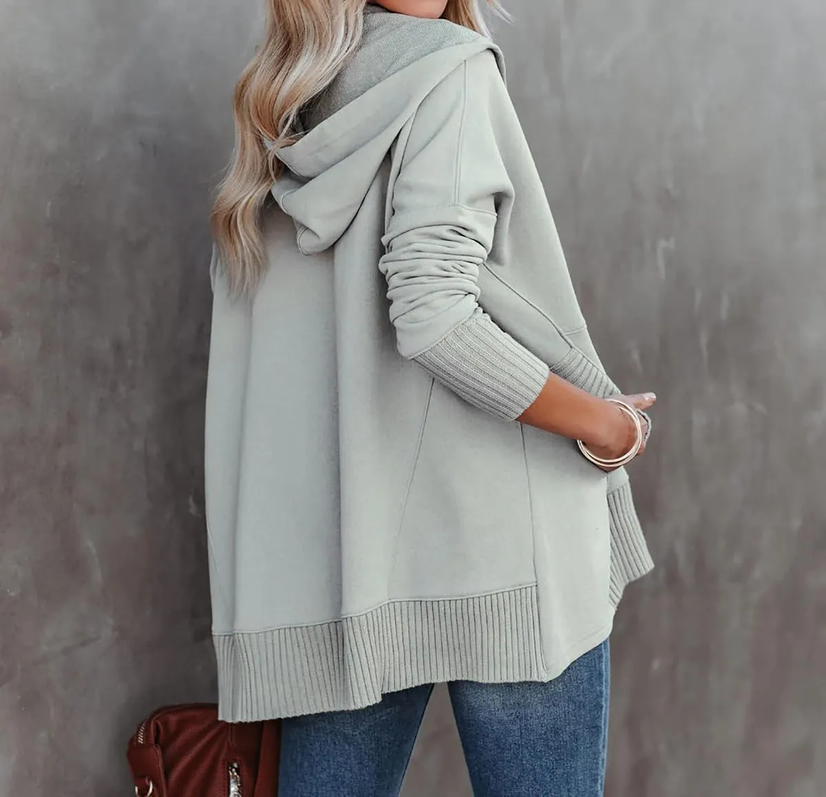 R.Vivimos Womens Oversized Sweatshirts Fall Essential Hoodies Pullover Cotton Long Sleeve Button Up Casual Tops with Pockets