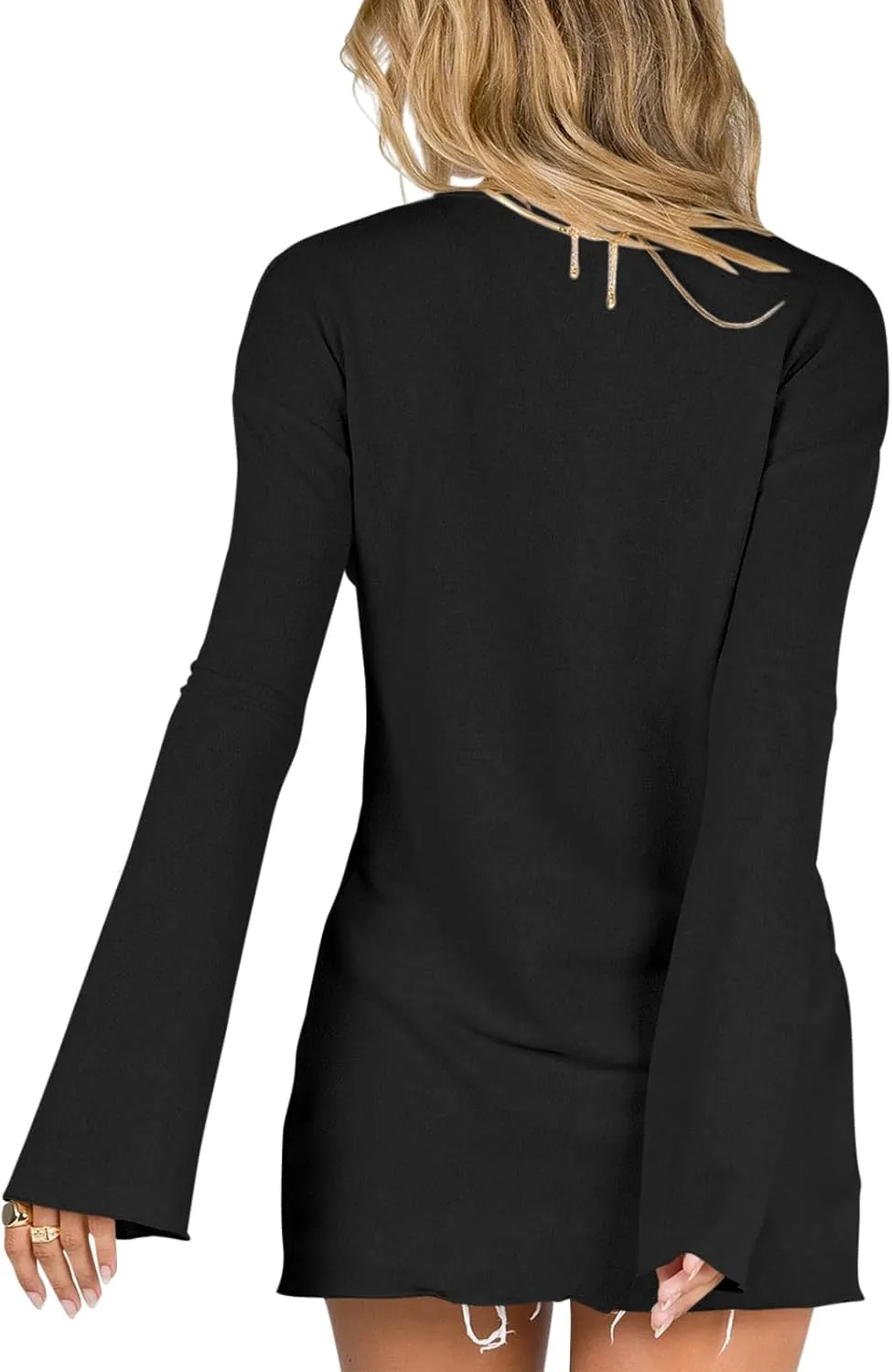 Saodimallsu Women Deep V Neck Cardigan Lightweight Button Down Long Sleeve Loose Open Front Knit Summer Shirts
