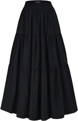 Scarlet Darkness Maxi Long Skirts for Women Summer Flowy Renaissance Skirt with Pockets