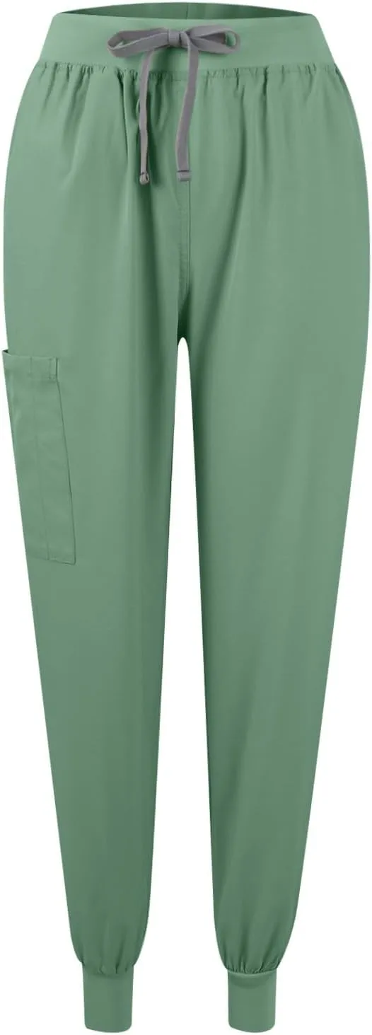 Scrubs for Women Set Stretch V-Neck Scrub Top & Jogger Pant Medical Uniform Scrub Sets for Woman with Pockets