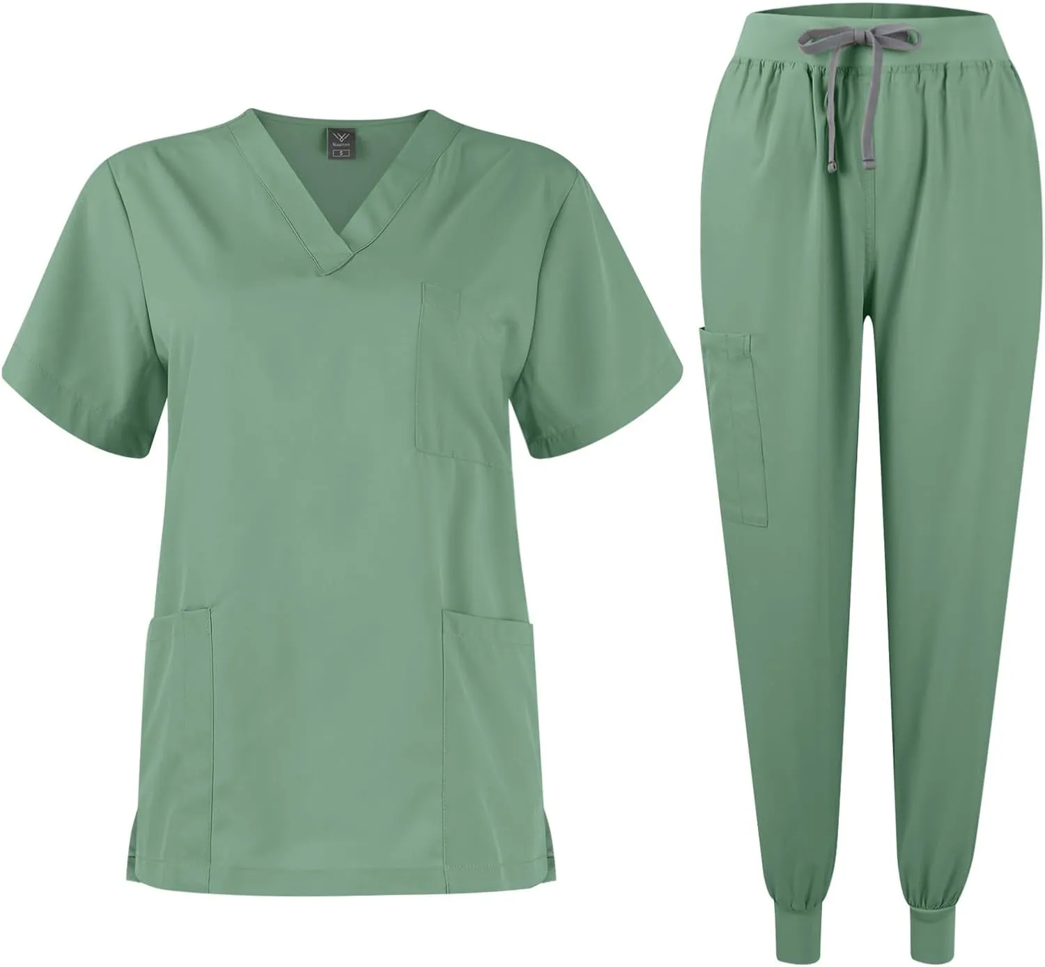 Scrubs for Women Set Stretch V-Neck Scrub Top & Jogger Pant Medical Uniform Scrub Sets for Woman with Pockets
