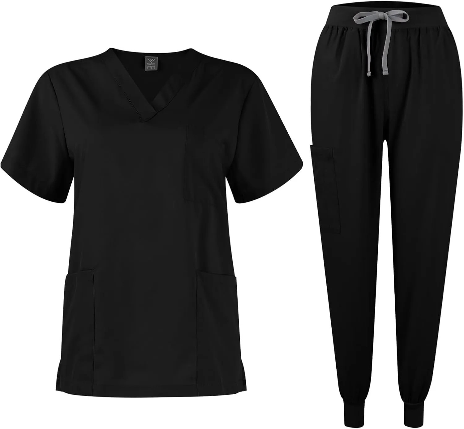 Scrubs for Women Set Stretch V-Neck Scrub Top & Jogger Pant Medical Uniform Scrub Sets for Woman with Pockets