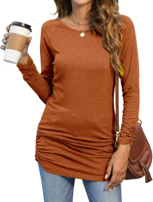Sherosa Womens Basic Casual Long Sleeve Slim Fit T Shirt Dress Tunic Top
