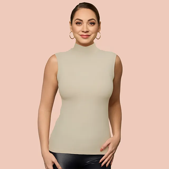 Sleeveless Mock Neck Luxury Layering Top