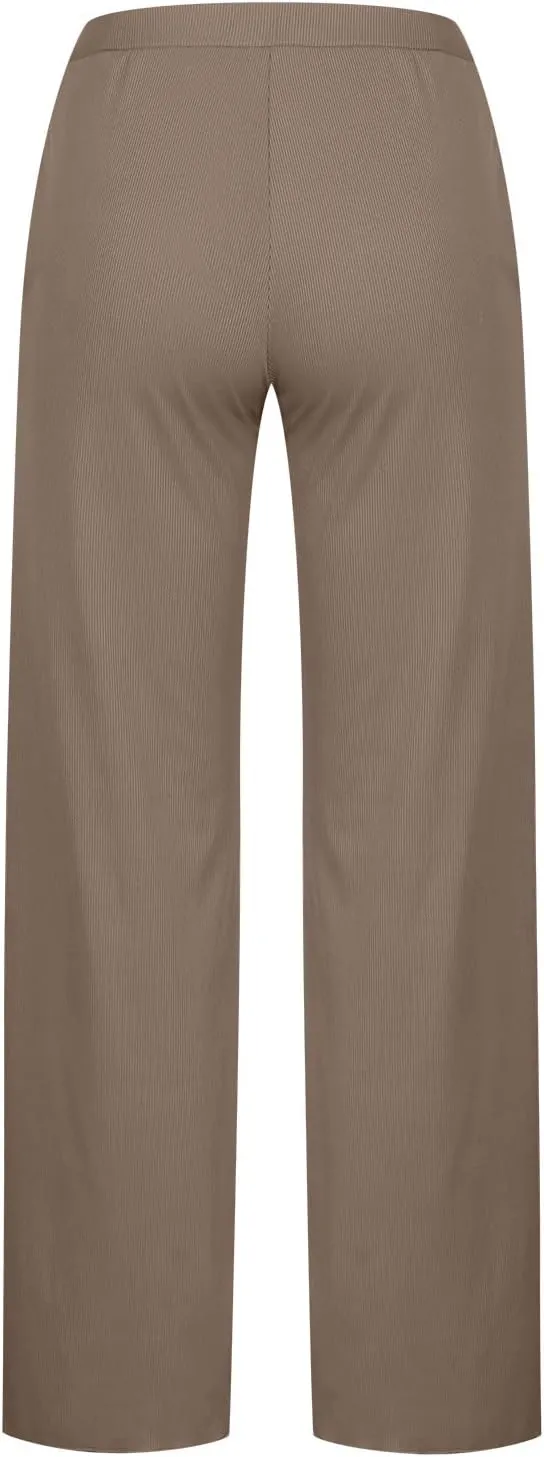 SMIDOW Womens Fashion Wide Leg Pants Casual Loose Elastic High Waist Palazzo Lounge Pants Solid Bootcut Trousers