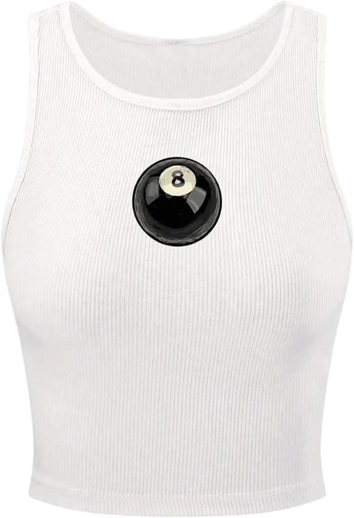 SOLY HUX Women's Graphic Tank Top Sleeveless Crew Neck Ribbed Knit Summer Crop Tops