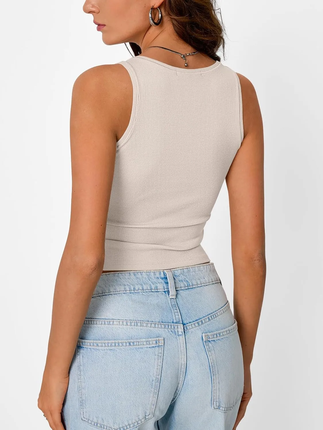 SUNBS Women's 3 Pack Square Neck Tank Tops Sleeveless Ribbed Workout Cute Outfits Summer Cropped Camisole Fashion Clothes